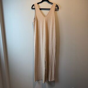 Varley Pelion Tan Sleeveless Stretch Jersey Jumpsuit